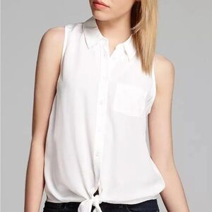Equipment Mina Sleeveless Silk Tie-Front Blouse Ivory - Women Tops